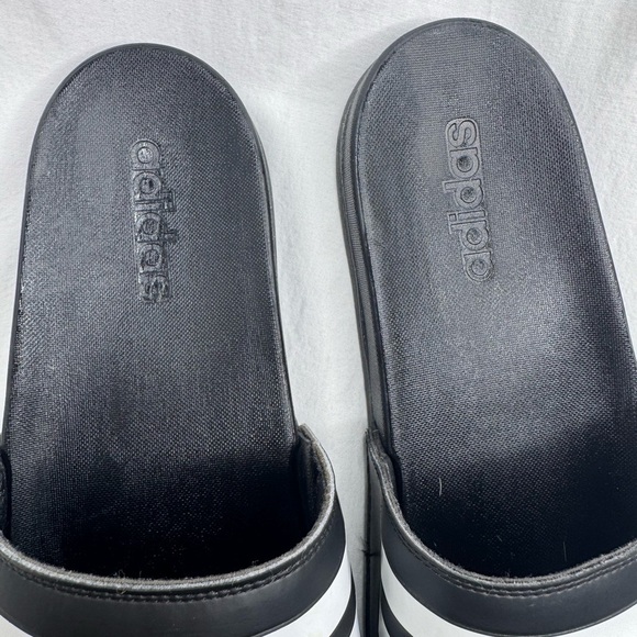 Adidas Adilette Black White Stripe Slides Men’s Size 12 - Picture 4 of 6